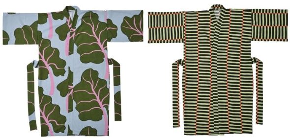 北欧の自然がイメージされた大胆なデザインが印象的な「バスローブ」（2種類、サイズ：S/M、L/XL）