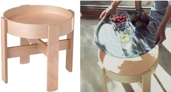 「トレイ」がぴったりおさまるデザインが様々なシーンで使いやすい「サイドテーブル」