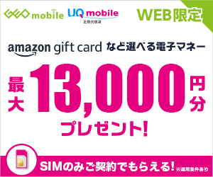 ゲオの1円スマホ・e-GIFT2万円進呈キャンペーン