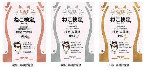 各級の合格認定証