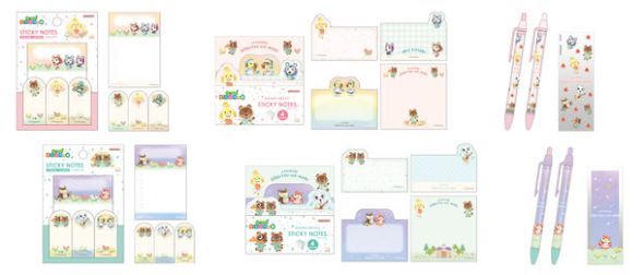 付箋メモ 2柄、ダイカットブロック付箋 2柄、シャープペン/ボールペン 各2柄