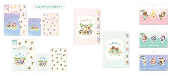 クリアファイルセット 2柄、ダイカットクリアファイル5ポケット 2柄、アクリルクリップセット 3柄