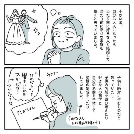 小さい頃、大人になったら当たり前に結婚して子どもを産むと思っていた