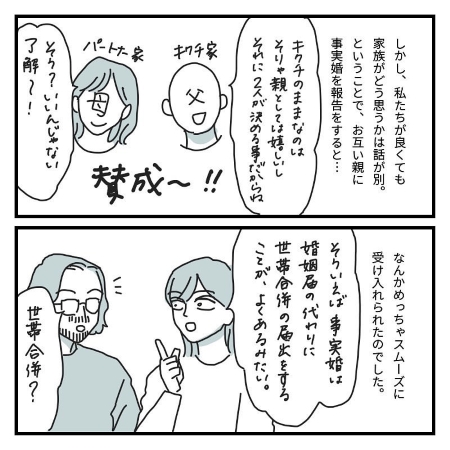 事実婚は婚姻届の代わりに世帯合併の届出を出すことが多い