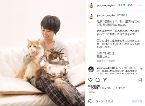 3度目の離婚を公表した遠野なぎこ