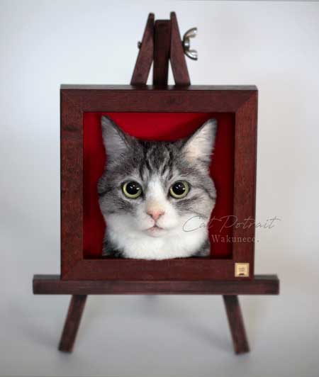 羊毛フェルト猫の制作風景