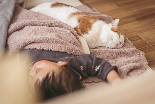 添い寝するふたり