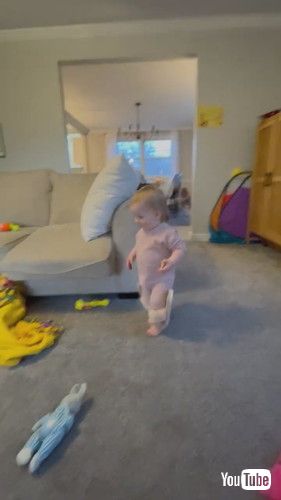 「Little Girl Wears Mom's Slippers || ViralHog」