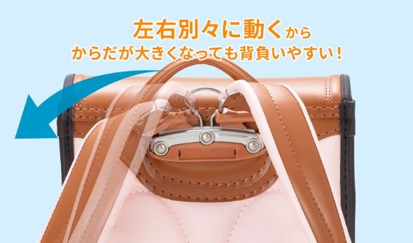 肩ベルトが左右別々にスライドするから大きくなっても背負いやすい