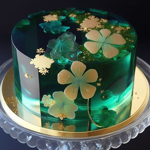 緑色のゼリーケーキ