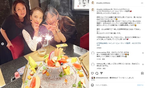 聖マリアンナ医科大学大学院入学をお祝いされる西川史子