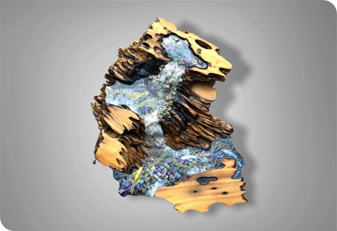 池で泳ぐ鯉のテーブル