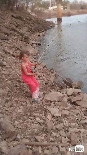 「Rally Catches A Catfish Bigger Than Her || ViralHog」