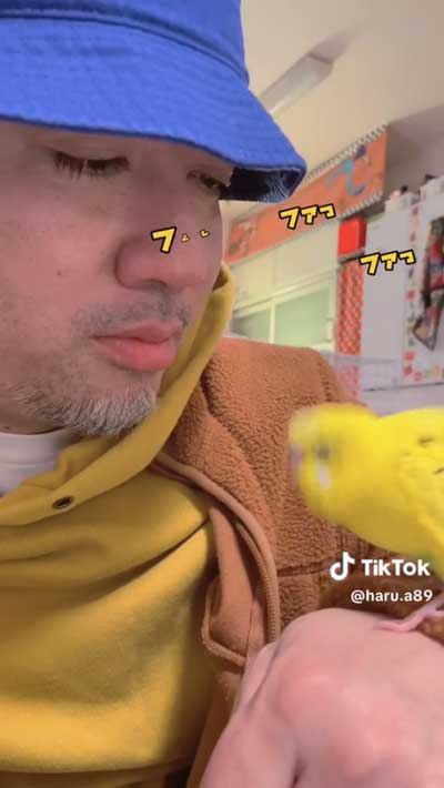 うれしそうなインコ