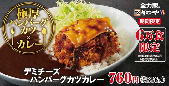 とんかつ専門店 かつや デミチーズハンバーグカツカレー 極厚ハンバーグカツ 期間限定 メニュー