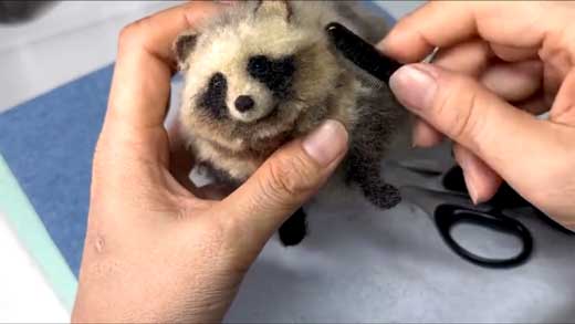 羊毛フェルト リアル タヌキ 動物 人形 作品