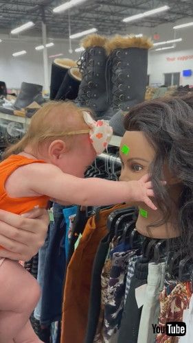 「Baby Can't Get Enough of Mannequin Head || ViralHog」