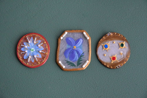 プラ板で作ったチェコガラスボタン