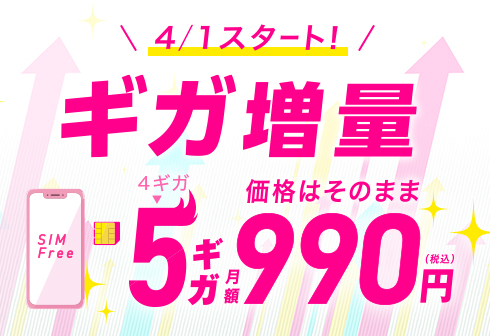 IIJmioのギガプラン5ギガで990円