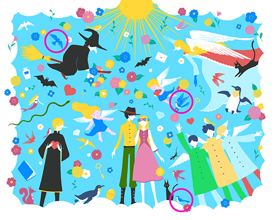 この中に「青い鳥」が隠れています　見つかると幸せに？　ファンタジーな隠し絵クイズに挑戦しよう【最終回・伝説の雲の王国篇】