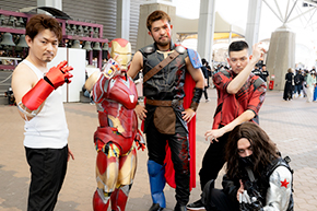 ろんのウィンター・ソルジャー＆大沼のソー（ラグナロクver）＆剛毅のシャンチー＆飛鳥のトニー・スターク＆マーベルともだちのアイアンマン