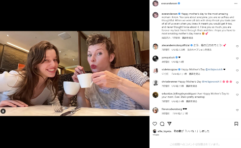 ミラ・ジョヴォビッチと娘のエヴァー・アンダーソン