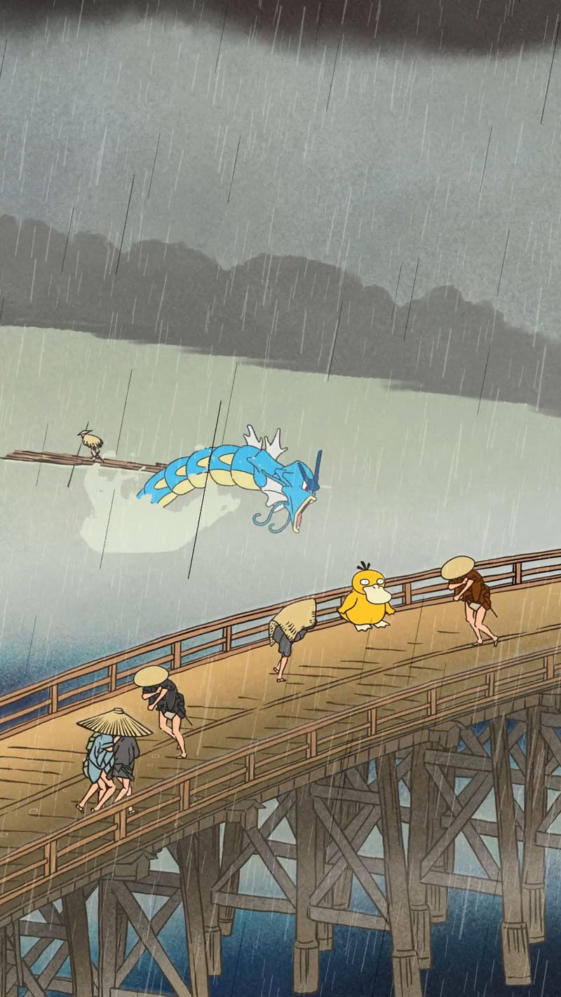 コダックやギャラドスが“江戸の町”に……!?　ポケモン公式の“浮世絵風アニメ”に国内外で13万いいねもの大反響