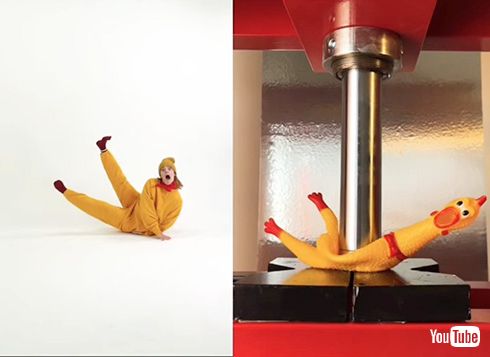 油圧プレス びっくりチキン ダンス