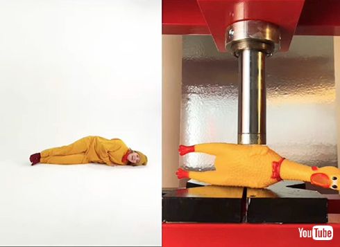 油圧プレス びっくりチキン ダンス