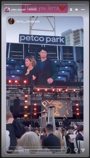 ダルビッシュ有とダルビッシュ聖子のドレスアップした夫婦ショット