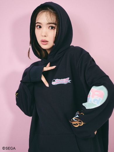 ロゴ×2パーティーパーカーのネイビー