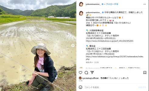 田植えをした南野陽子