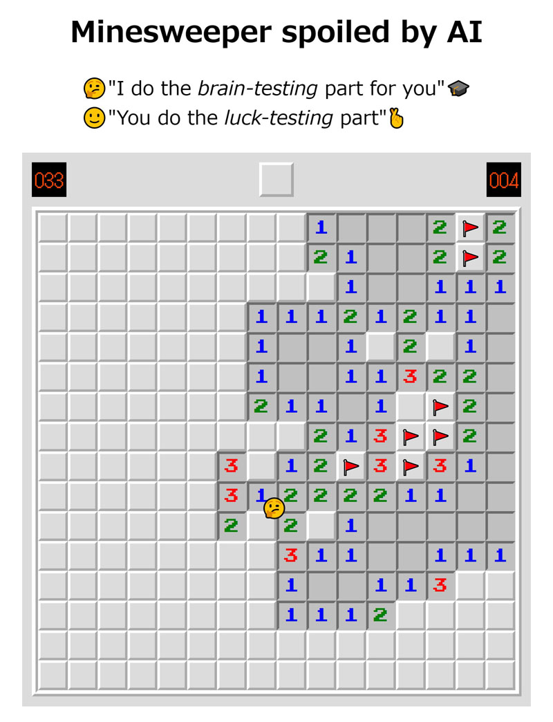 「AI時代のマインスイーパ」登場　理屈で解ける単純作業はAIが自動で処理 → 人間の仕事は「責任をとることだけ」