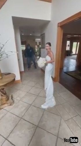 ワンコをなでるパパ