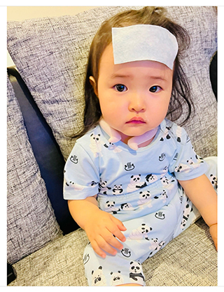 熱がある様子の絃ちゃん