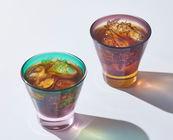 夢柄子 彫刻硝子グラス（ペア）