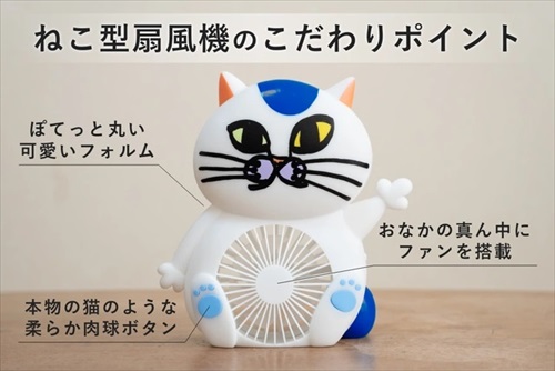 ねこ型扇風機のクラウドファンディング