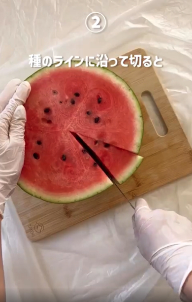 すいかを上手に切り分けるライフハック