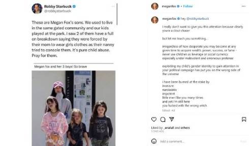 息子に女の子の服を強要していると告発されたミーガン・フォックス