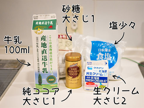 冷やしココア・材料