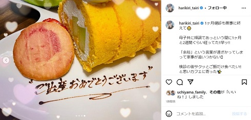 平愛梨の出産を祝福するデザートプレート