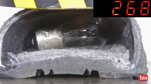 安全靴 耐久性実験 油圧プレス