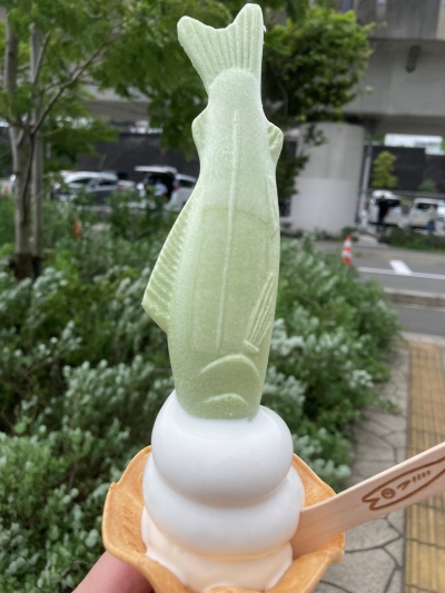 魚ぶっ刺してもらえるソフトクリーム