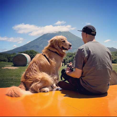 お父さんとゴールデンレトリバー