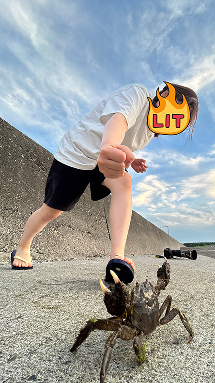 カニと大人げないジャンケンをする人