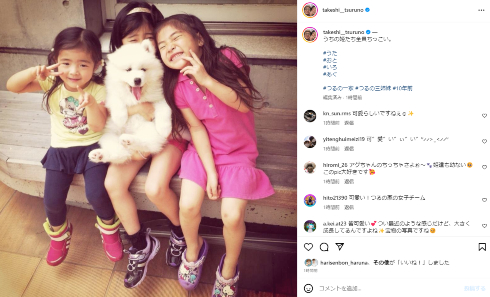 つるの剛士の長女・うた、次女・おと、三女・いろ