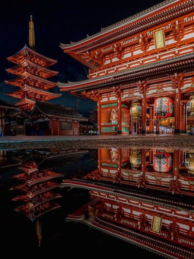 雨上がりの浅草寺