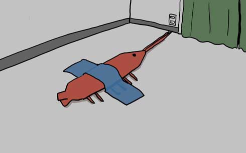 整体に行ったエビ 駆け込む まっすぐ 背筋 伸びる シュール イラスト 漫画 sattou