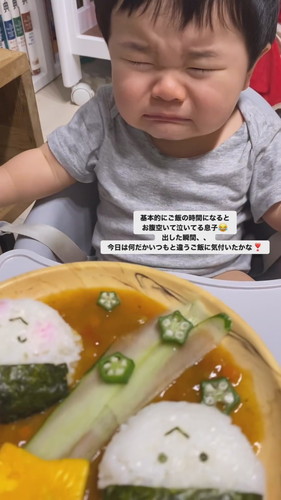 七夕ごはんで泣きやむ息子くん