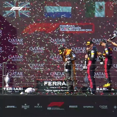 F1 ハンガリー シャンパンファイト トロフィー 破壊